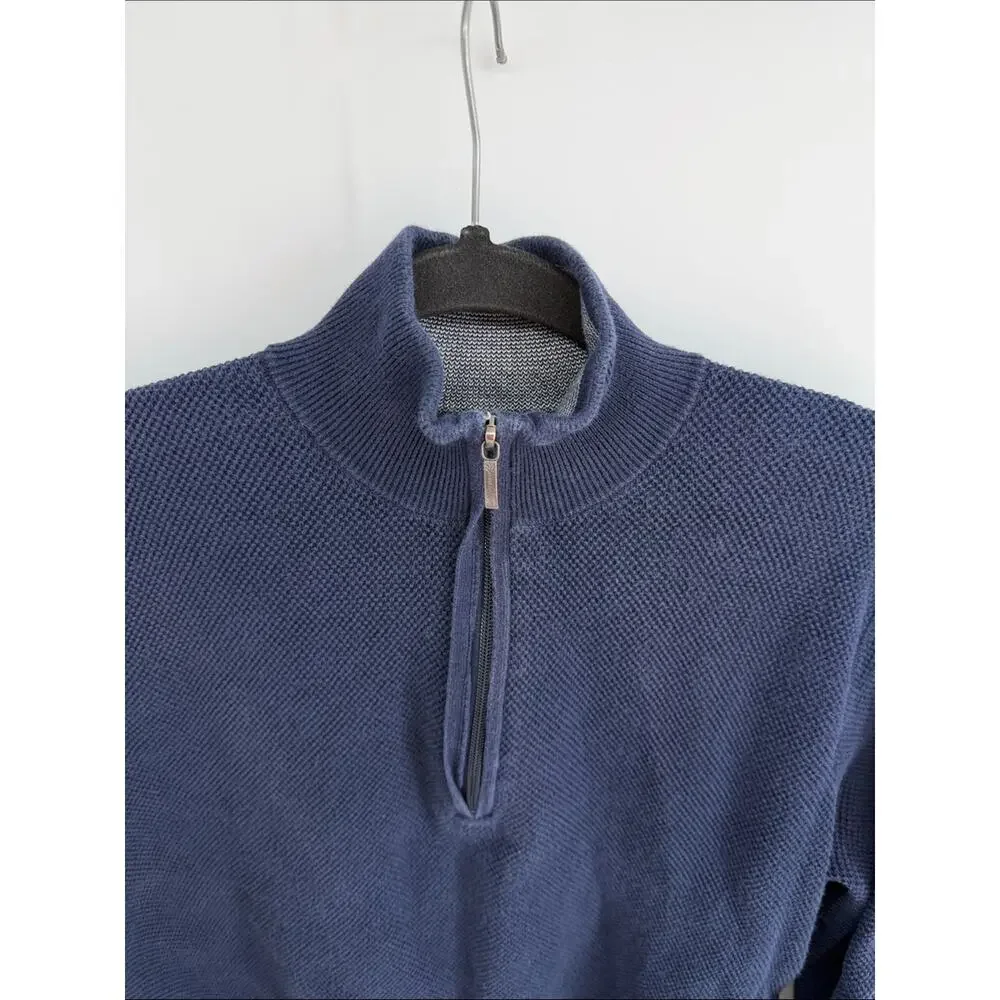 Brooks Brothers 100% combed cotton waffle knit 1/4 zip pullover sweater sz M